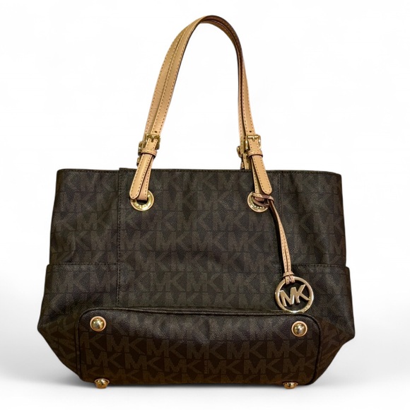 MICHAEL Michael Kors Handbags - MICHAEL Michael Kors Black and Tan Signature Tote